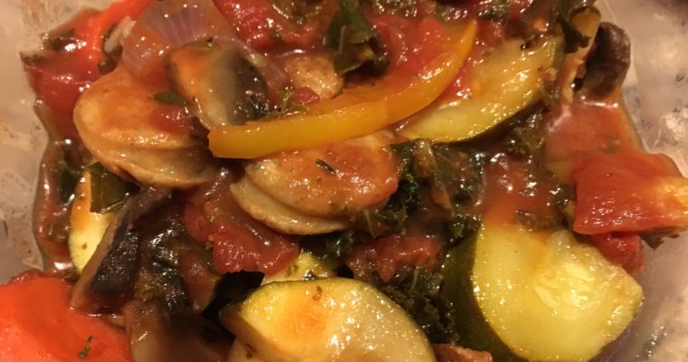 Cacciatore with Zucchini, Yellow Peppers, Carrot, and Tomatoes